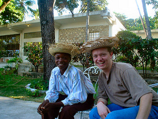 Jeff and I with the straw hats on that he gave me