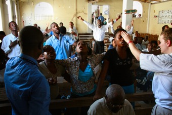 James Adams and I pray for Four Prophetic Singers during our 2007 Mission Trip