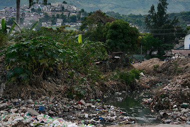 Driving through Port-au-Prince was so sad. The streets and rivers of the city were filled with trash. Earlier in the trip, our van stopped in front of people getting water from a dirty storm sewer right next to all of the trash. I have never seen such poverty!