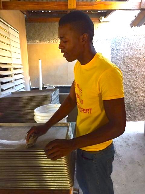 Jeff, the young man we are helping in Haiti, washing trays for the bakery he has started working at. Run by one of our ministry connections, they discipling Him in Christ. Please pray that Jeff would make wise choices and take advantage of this season of training.