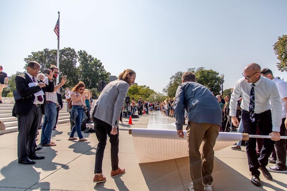 In Washington, DC we unrolled 240,897 signatures for the Supreme Court to overturn Roe v. Wade