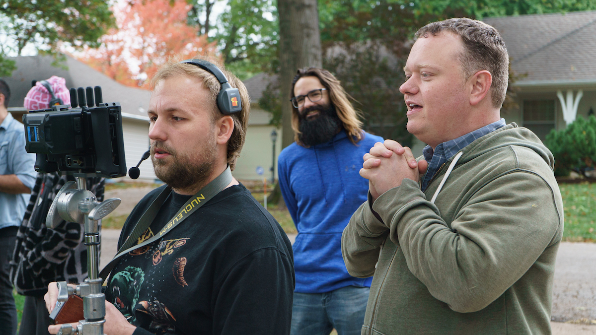 Me with the Assistant Cinematographer watching the scene and directing. In the background is Borin my Talent Director