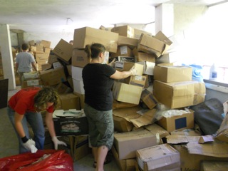 Day 8: We organized the depot of medical supplies. None of us have any medical background. That was funny! The rats were not funny though.